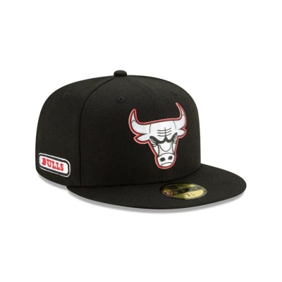 Black Chicago Bulls Hat - New Era NBA NBA Authentics Half Series 59FIFTY Fitted Caps USA3910256